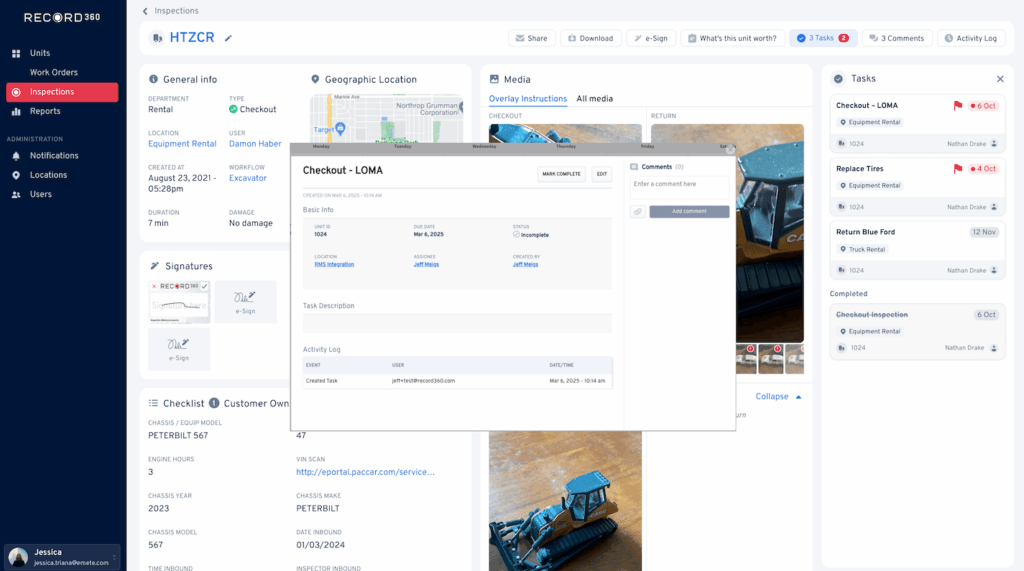 360 Record Heavy Equipment Inspection Software | Record360 Rental Platform