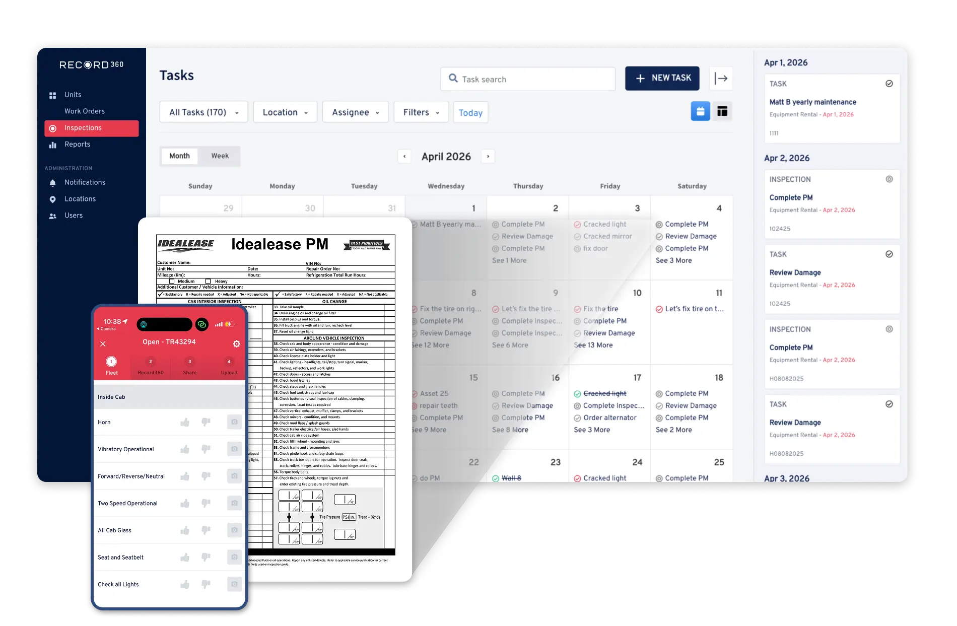 Idealease PM form in Record360 app