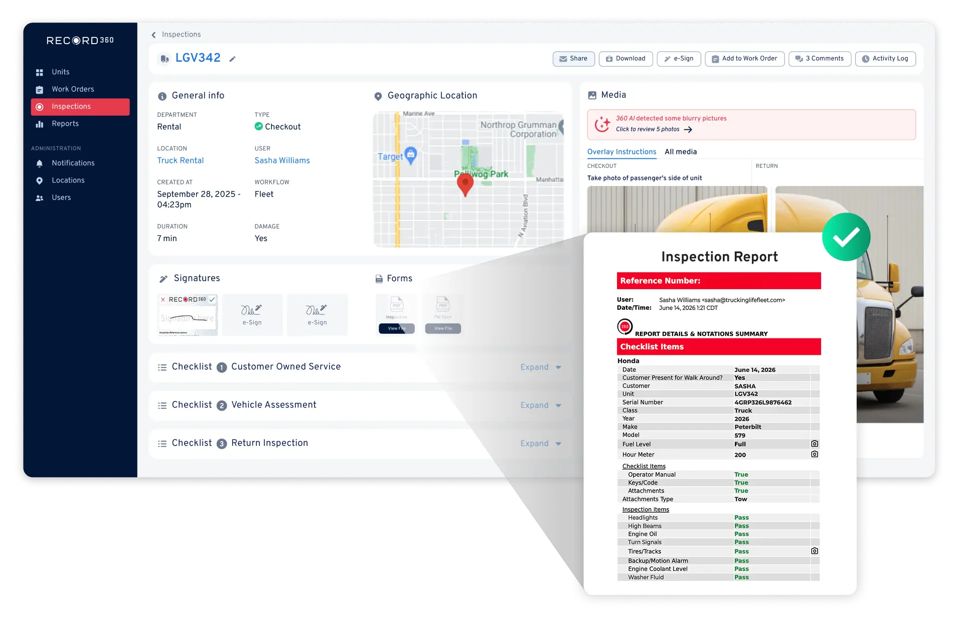 Searchable digital vehicle history in Record360