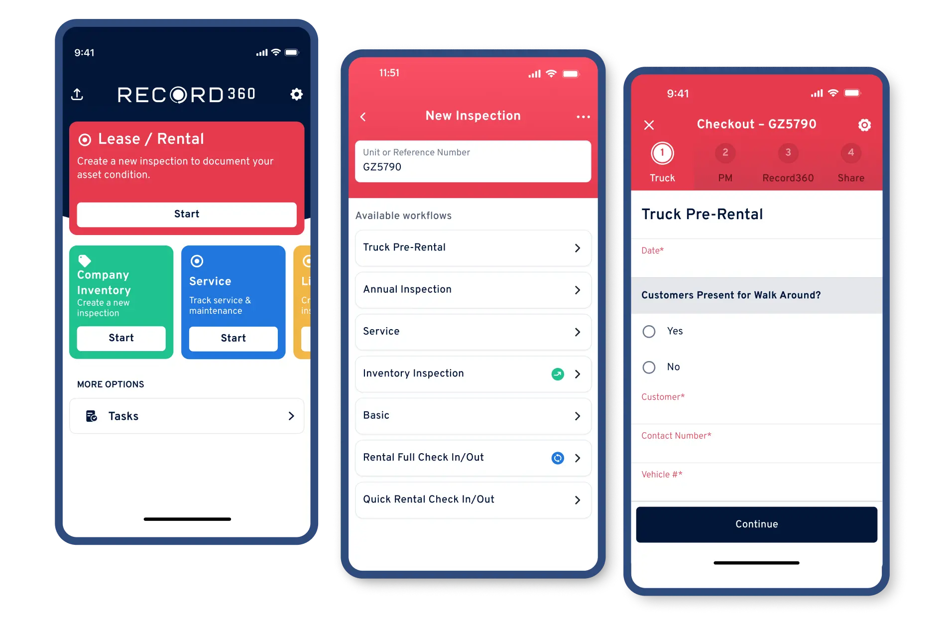 Record360 inspections dashboard showing all fleet inspection records by location