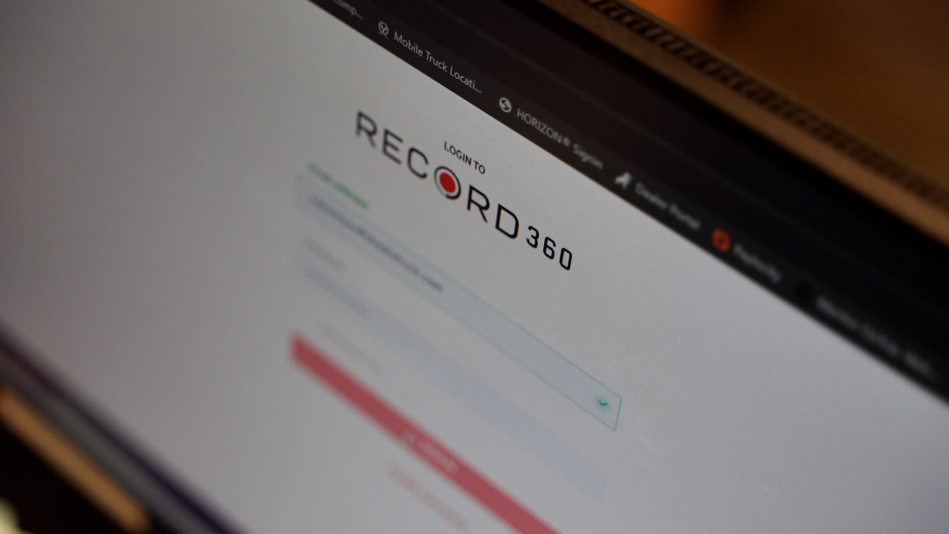 Record 360 Login Screen